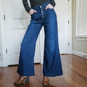 Wide Legged Vintage Inspired Dark Denim Jeans